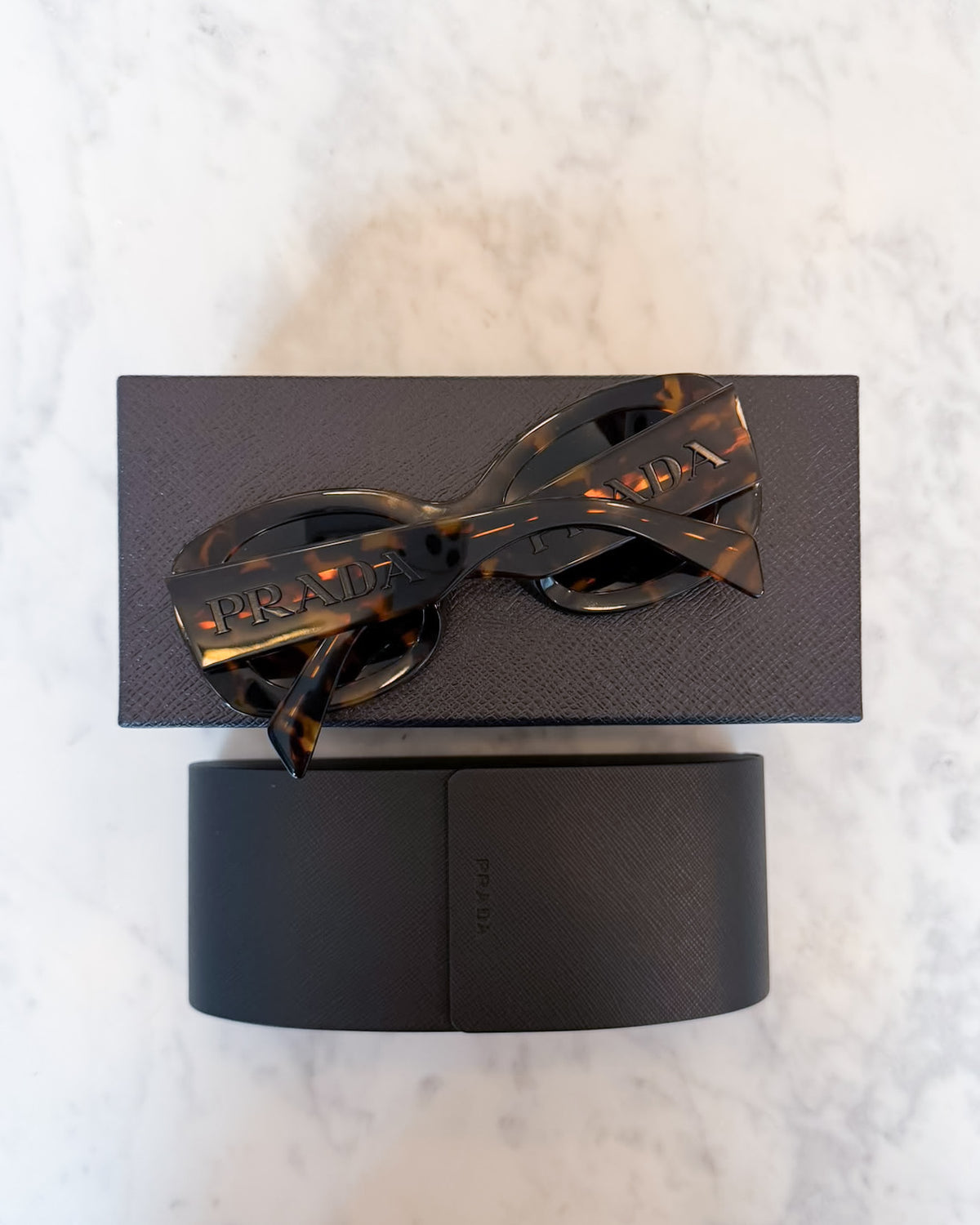 BRAND NEW Prada New Tortoiseshell Brown Oval Sunglasses with Original Case and Box