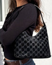 Gucci Tom Ford Era GG Monogram Suede Hobo Shoulder Bag