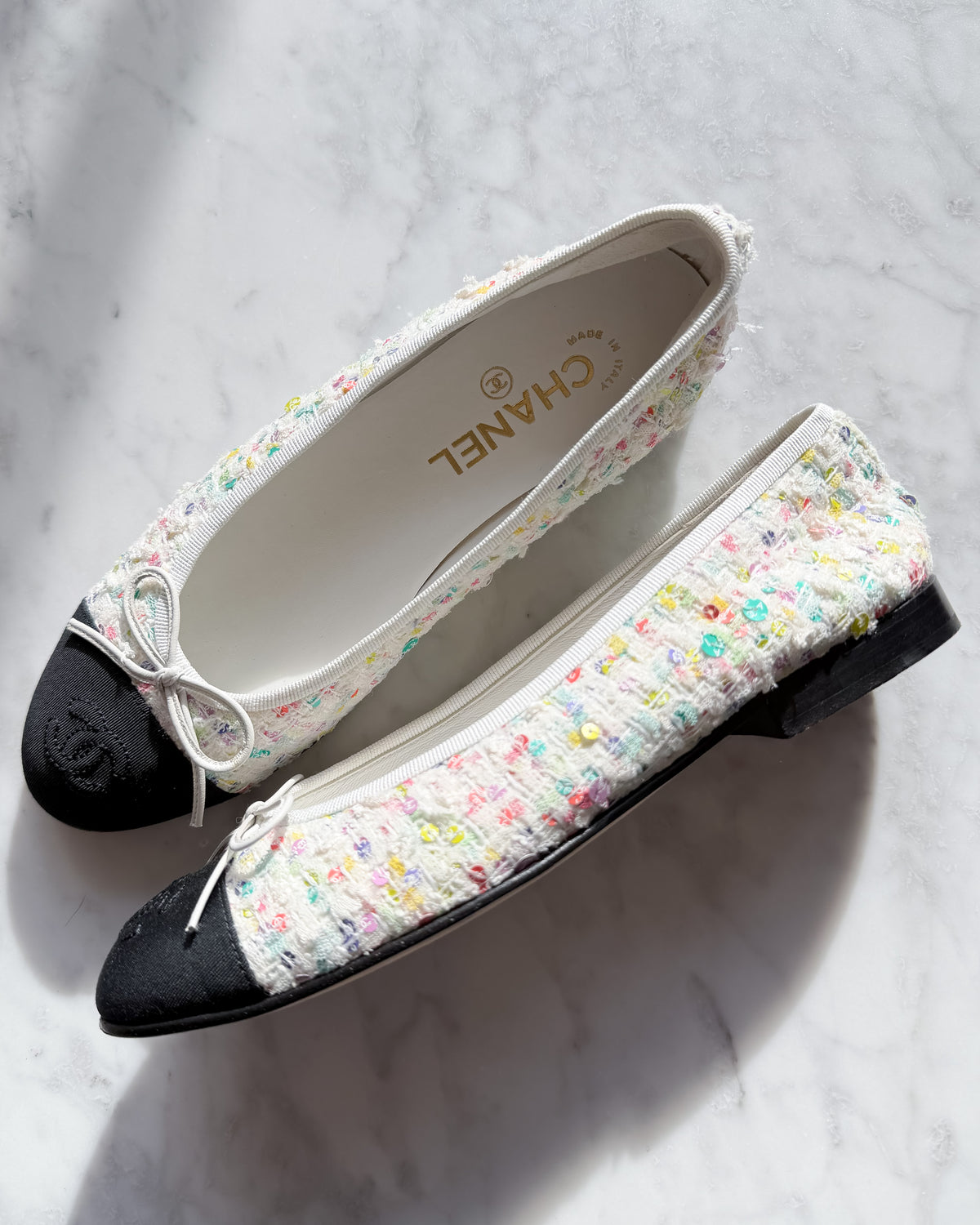 Chanel Birthday Cake Multicolour Sequinned Tweed Ballet Flats (37)