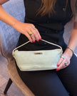 Gucci Baby Blue & White Leather GG Monogram Boat Handbag