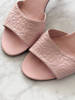 Chanel Pastel Pink Camellia Embossed Leather Mule Heels (36)