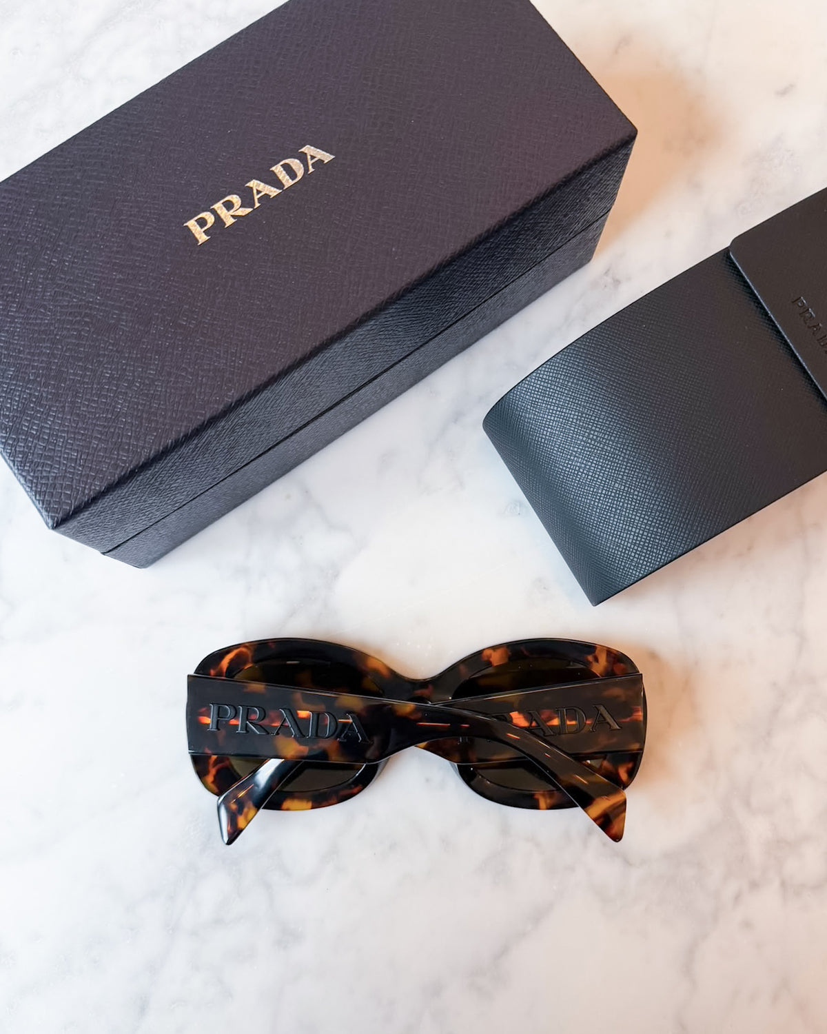BRAND NEW Prada New Tortoiseshell Brown Oval Sunglasses with Original Case and Box