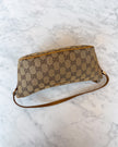 Gucci Beige & Brown GG Monogram Canvas Boat Bag with Beige Handle