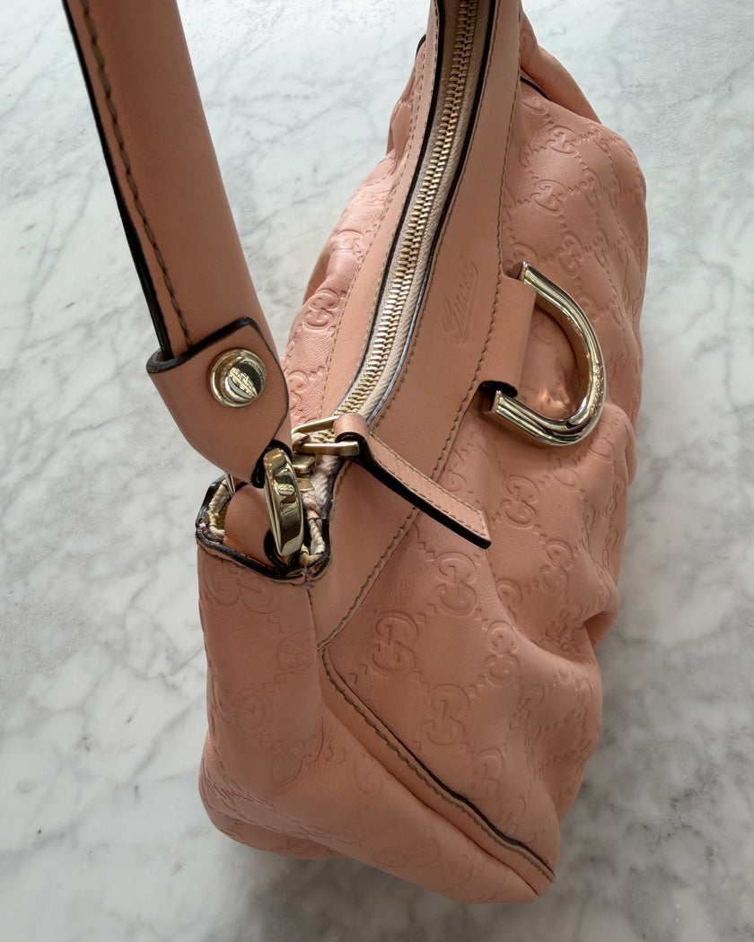 Gucci Vintage Pink Guccissima Leather D-Ring Shoulder Bag