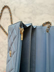 Chanel Sky Blue Quilted Lambskin Wallet On Chain Gold Hardware - 2020