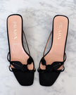 Archival Prada Black Satin Rose Kitten Heel Mules (38.5)
