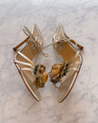 Jimmy Choo Gold Rose Floral Lace-Up Heels (42)