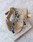 Celine Ivory Leather Floral Heel Sandals (EU 36.5)