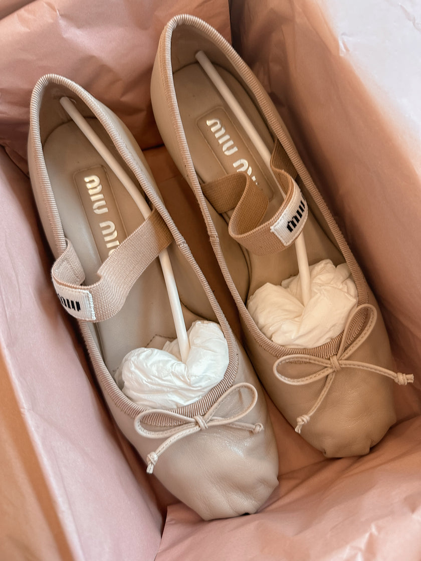 Miu Miu 2025 Blush Leather Ballet Flats (36.5) RRP £820