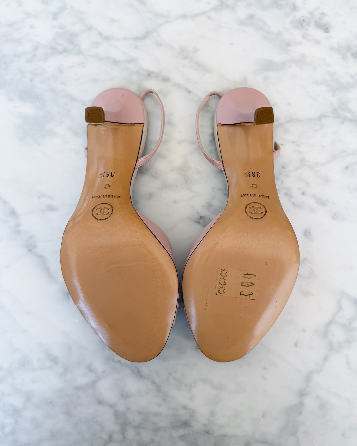 UNWORN Chanel Blush Pink Pearl CC Logo Slingback Heels (36.5) - VERY RARE