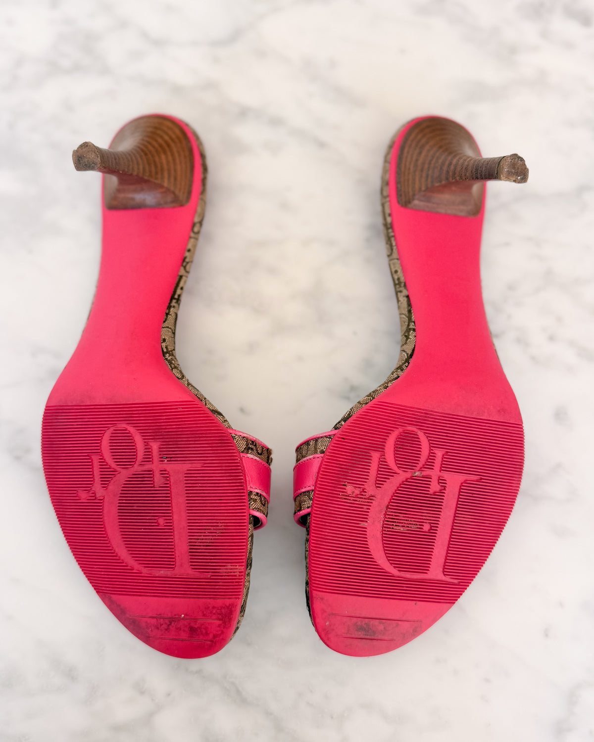 Dior Y2K Diorissimo Monogram Pink Logo Mules (37)