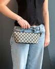 Gucci Boat Monogram Handbag with Black Handle