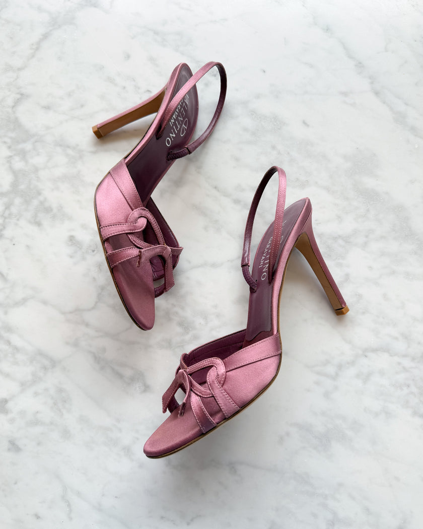 UNWORN Valentino Garavani Rose Pink Satin Bow Heels (39)