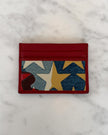Valentino Garavani Multicolor Red Star Print Leather Card Holder