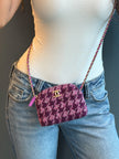 UNWORN Chanel Pink and Purple Tweed CC Chain Shoulder Bag with Gold Hardware