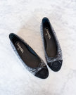 Chanel Grey & Black Tweed and Corduroy CC Toe Cap Ballet Flats (39.5)