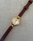 Vintage Fendi Gold Tone Watch with Brown Leather Strap