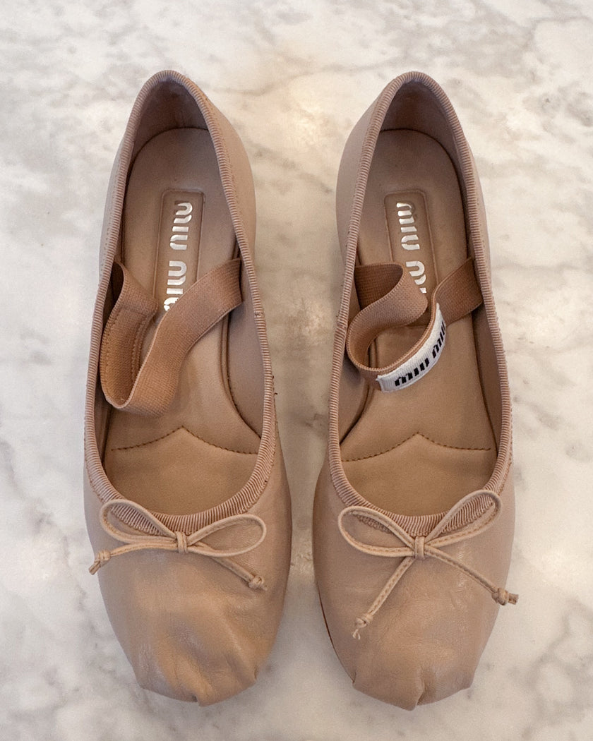Miu Miu 2025 Blush Leather Ballet Flats (36.5) RRP £820