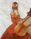 Jimmy Choo 2000s Metallic Leather Lace-Up Flat Sandals with Crystal Medallion Detail (39.5)