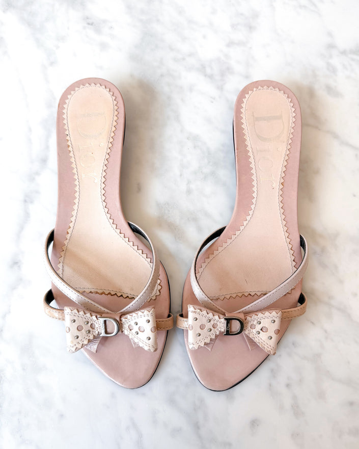 Dior John Galliano Era Baby Pink Kitten Heel Sandals (35.5)