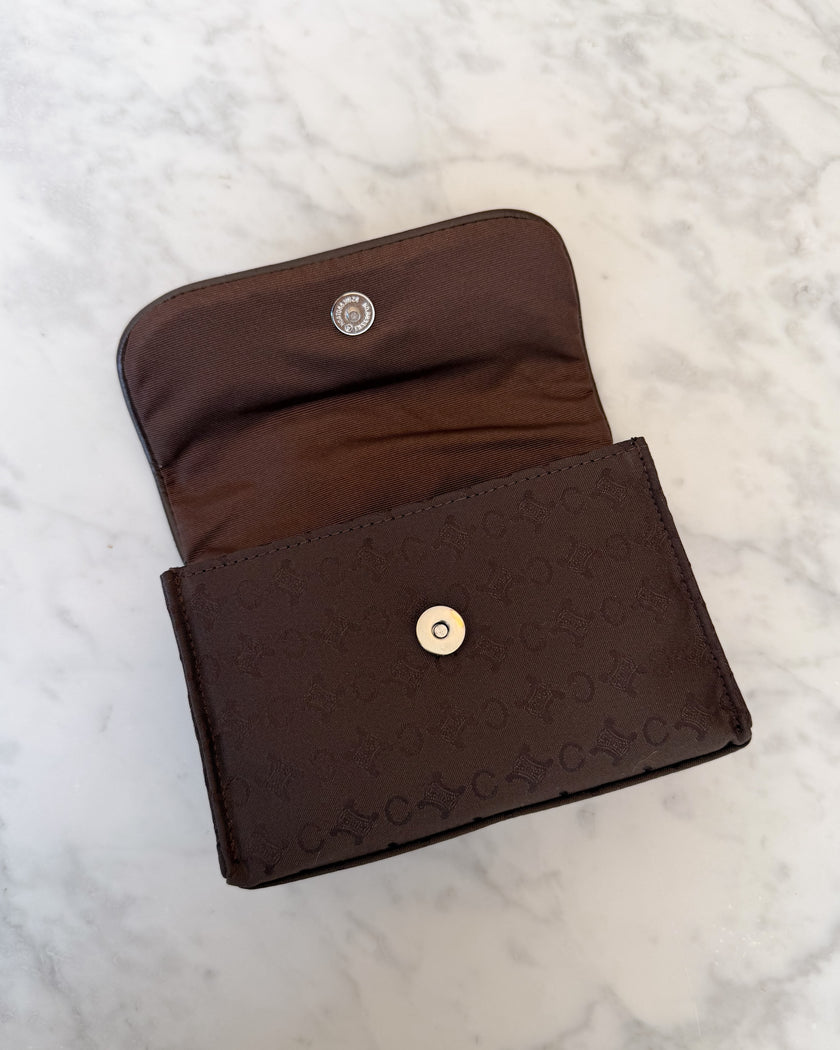 Celine Brown Macadam Canvas Flap Pouch (Brand New)