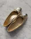 Chanel Metallic Champagne and Silver Holo CC Ballet Flats (34.5)