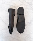 Chanel Black Leather Patent Cap Toe CC Ballet Flats (37.5)
