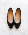 Chanel Black Leather Patent Cap Toe CC Ballet Flats (35.5)