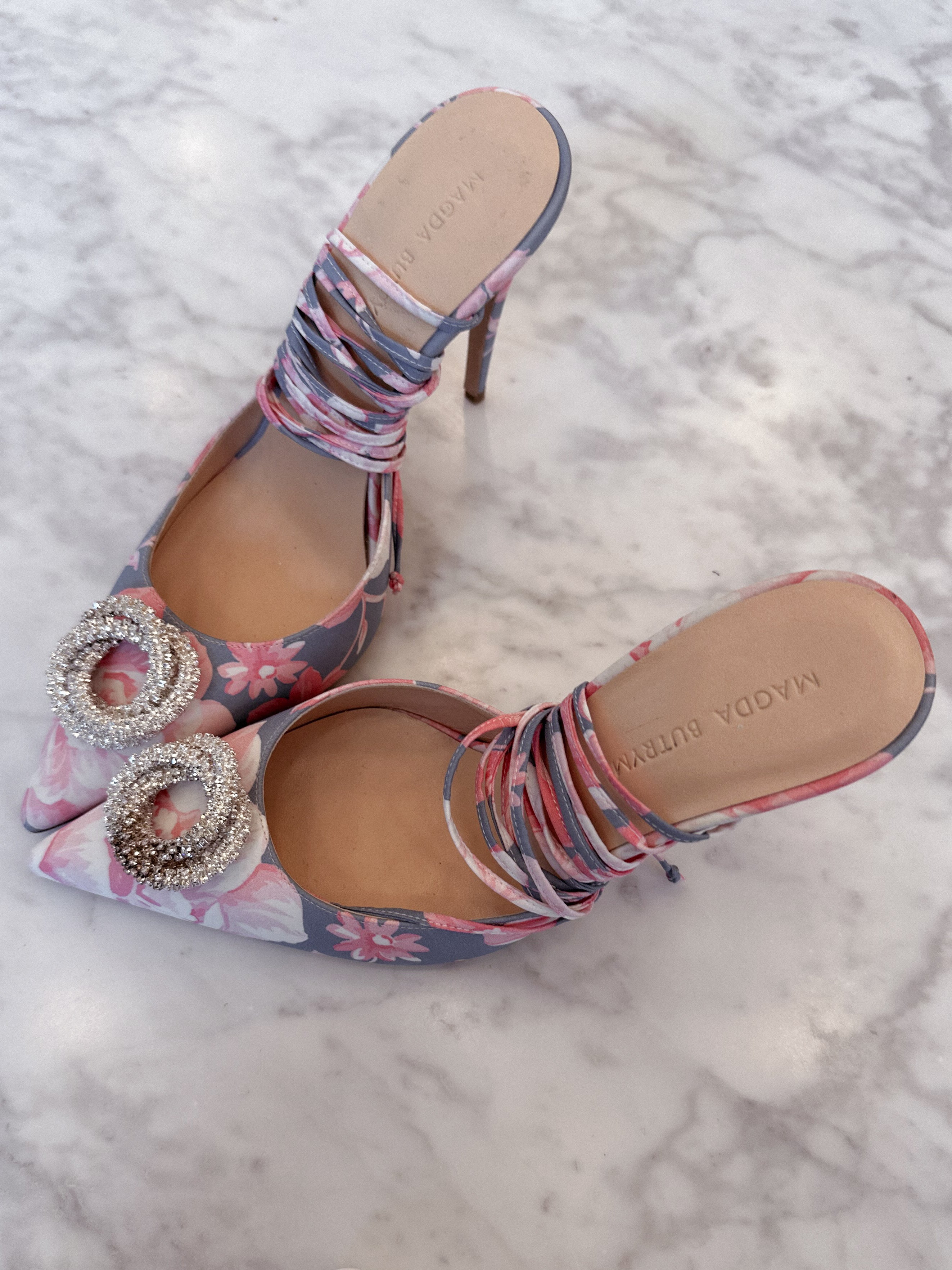Magda Butrym Floral Crystal Buckle Lace-Up Heels (37) RRP £765