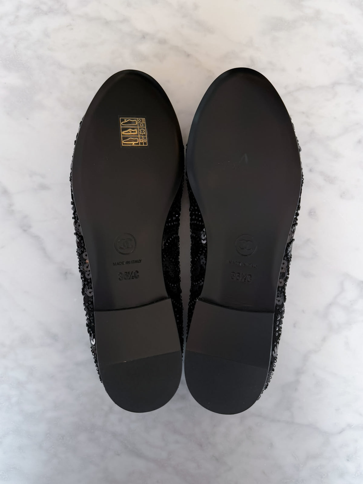 BRAND NEW Chanel 2025 Black Beaded & Sequin Camellia CC Ballet Flats (36.5) – VERY RARE