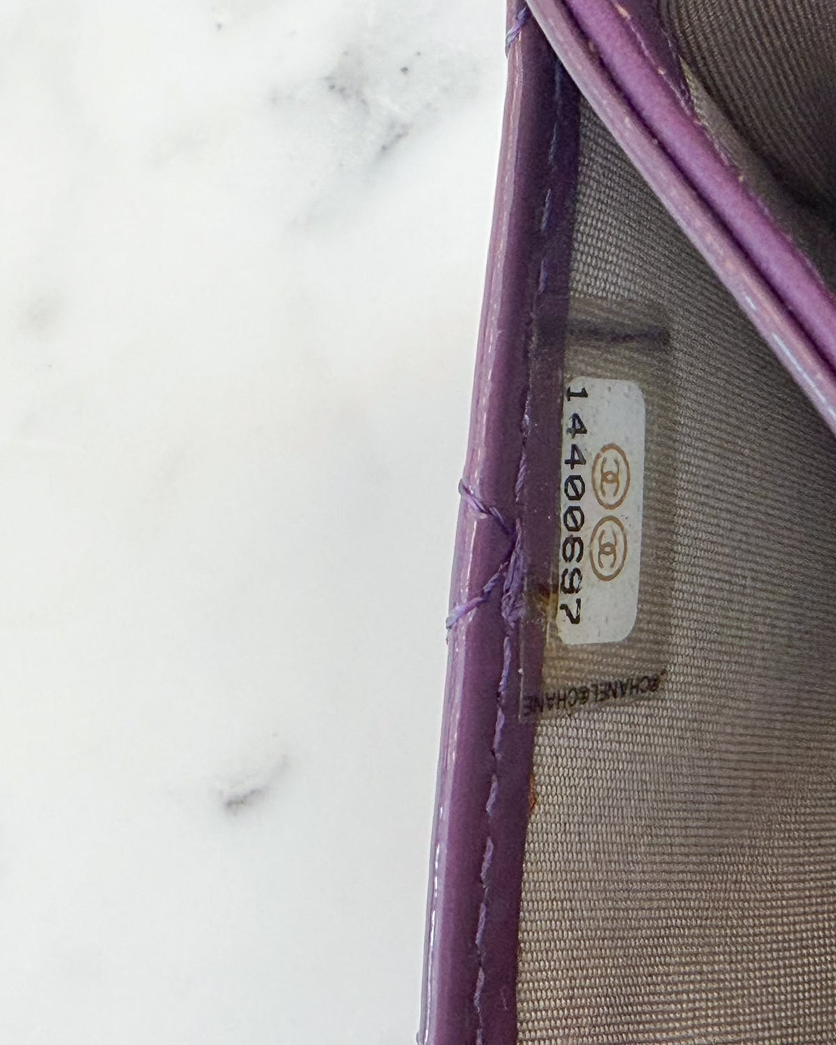 Chanel Purple Patent Quilted Embellished CC Logo Wallet