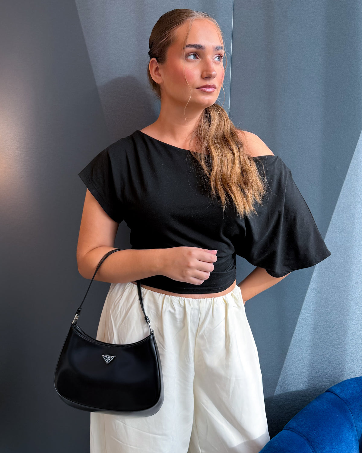 Prada Cleo Black Leather Shoulder Bag