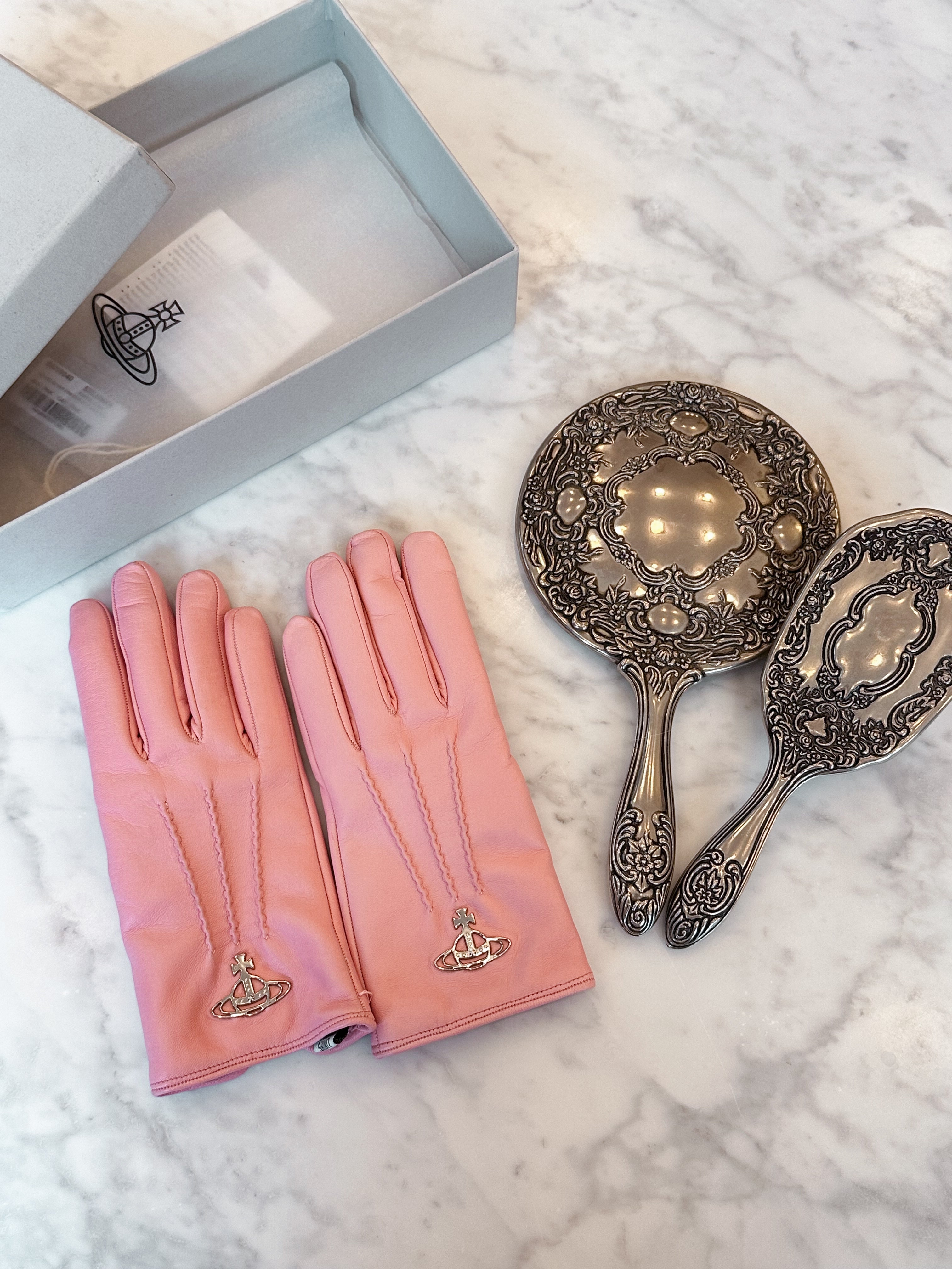 Vivienne Westwood Pink Leather Gloves (Size S)