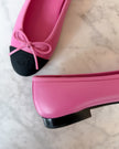UNWORN Chanel Bubblegum Pink Black CC Cap Toe Ballet Flats (35) - VERY RARE