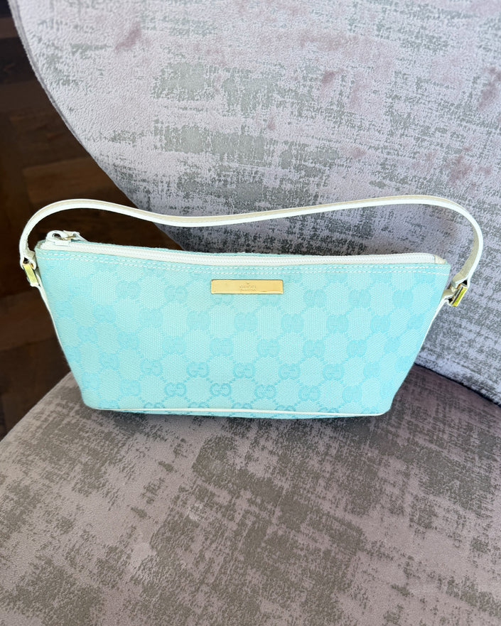 Gucci Baby Blue Boat Monogram Handbag