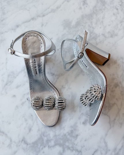 Manolo Blahnik Crystal Sphere Sandals (37.5)