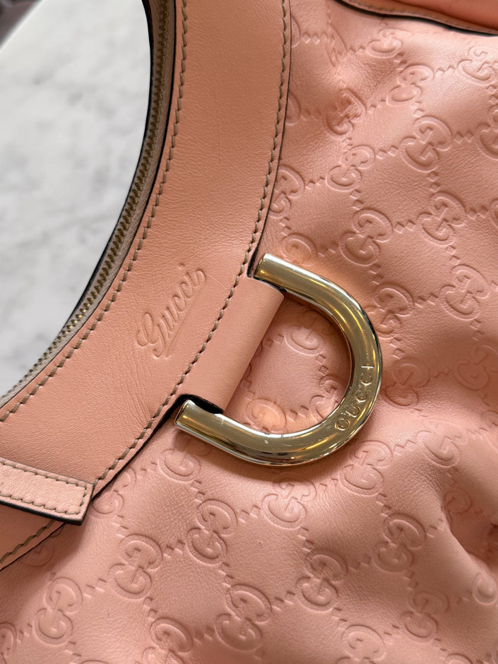 Gucci Vintage Pink Guccissima Leather D-Ring Shoulder Bag