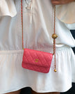 Chanel Coral Pink Quilted Lambskin CC Coco Ball Chain Bag