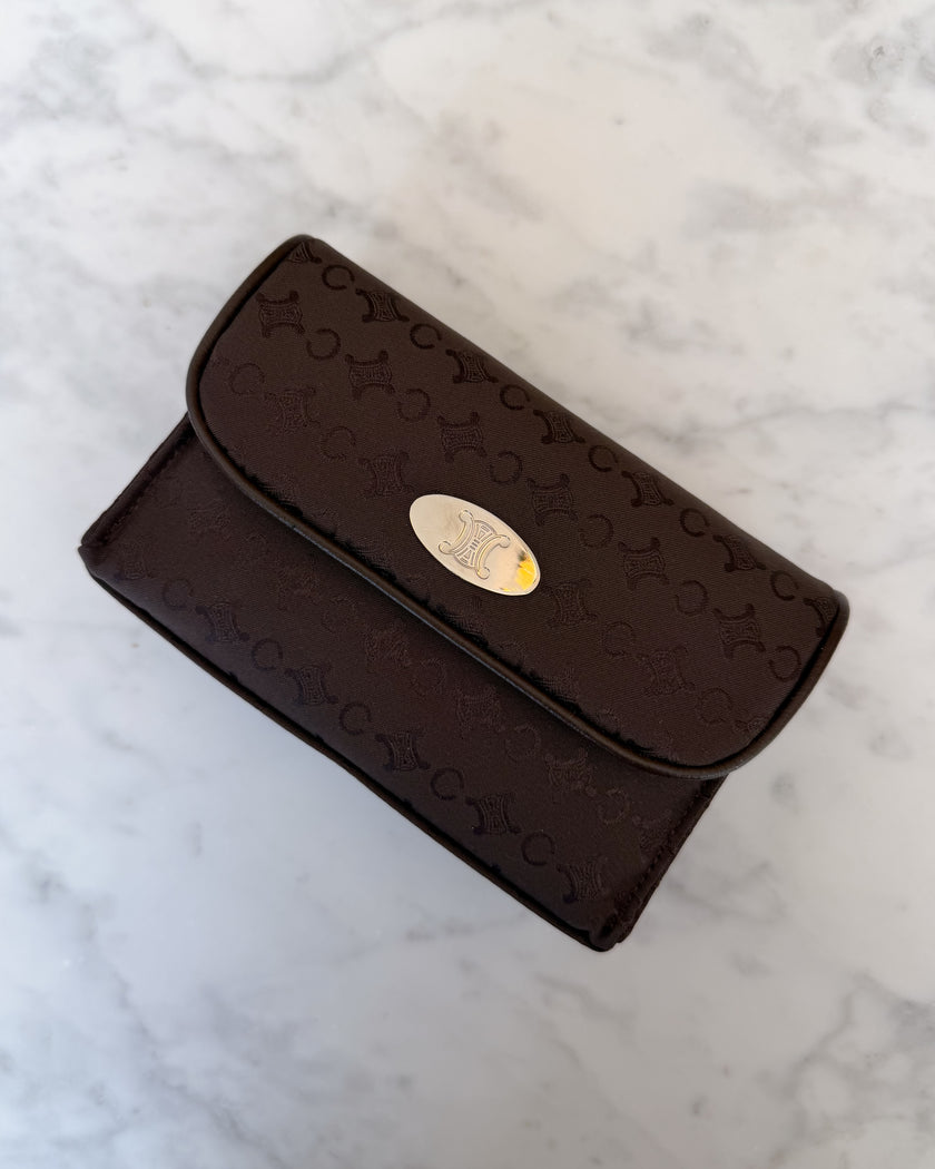 Celine Brown Macadam Canvas Flap Pouch (Brand New)