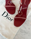Dior by John Galliano S/S 2005 Red Leather CD Logo Strap Sandal Heels UNWORN (39)
