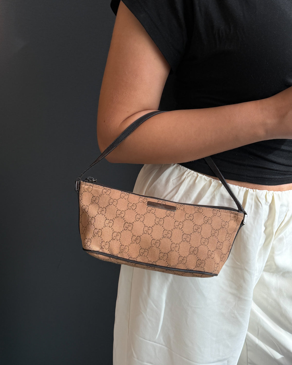 Gucci Autumnal Beige & Brown GG Monogram Boat Handbag