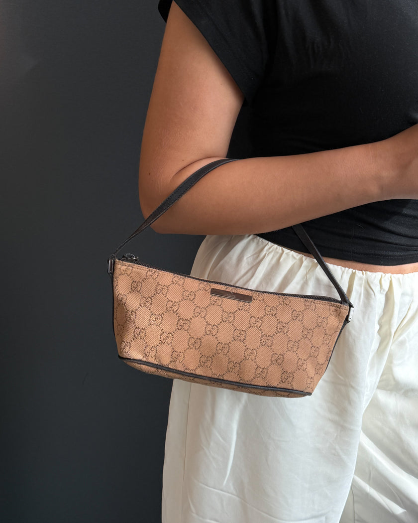 Gucci Autumnal Beige & Brown GG Monogram Boat Handbag