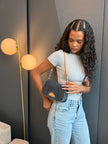 Christian Dior Malice Denim Shoulder Bag with Silver Hardware