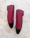 Chanel Burgundy Tweed with Silver Thread & Black Velvet CC Ballet Flats (36.5)