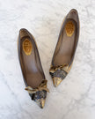 René Caovilla Gold Embellished Kitten Heels with Bows (40)