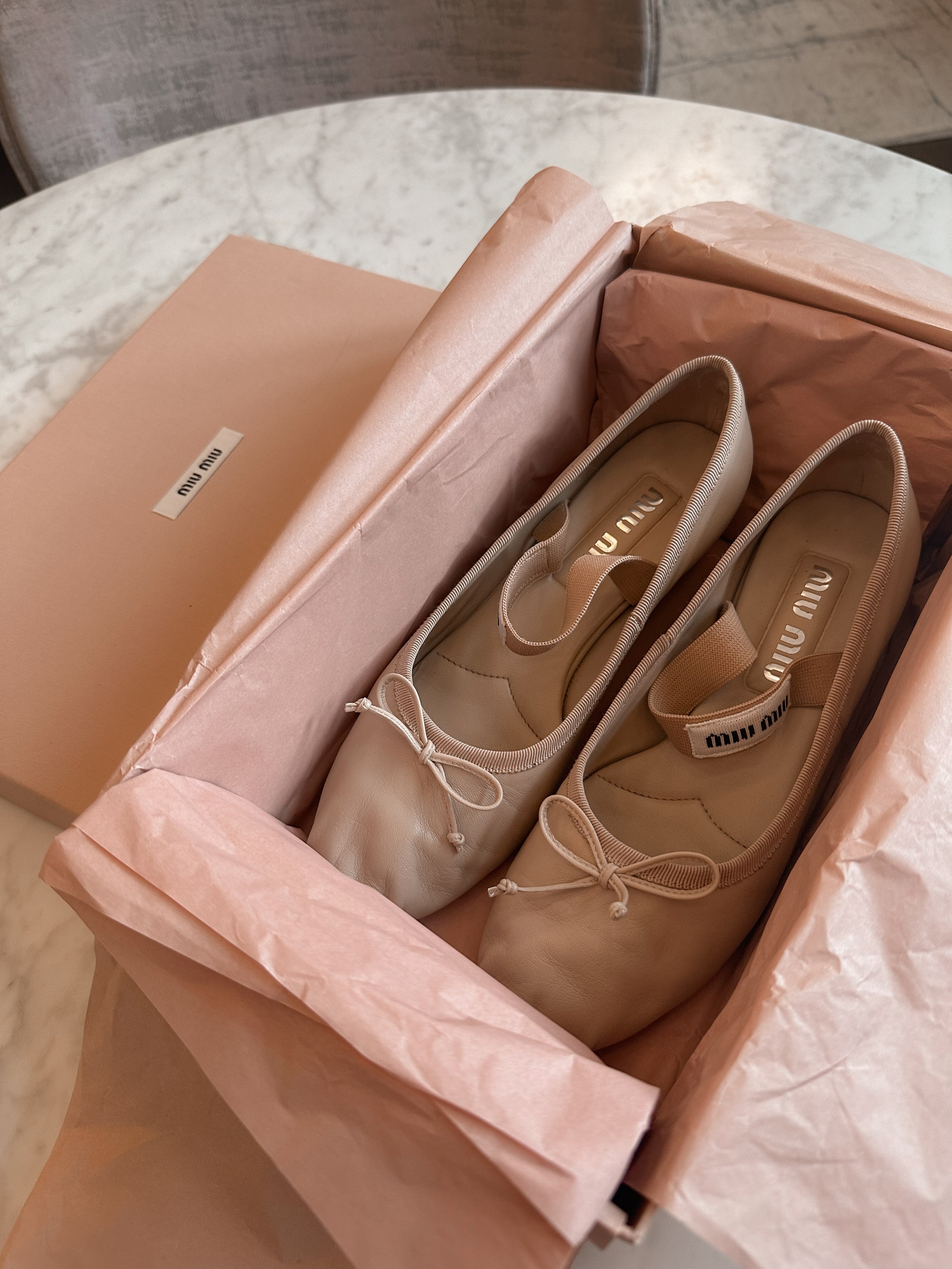 Miu Miu 2025 Blush Leather Ballet Flats (36.5) RRP £820