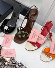 Miu Miu Floral Brown and Mint Green Sandals (39)