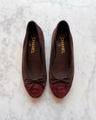 Chanel Chocolate Brown & Burgundy Suede Cap-Toe Ballet Flats (36.5)