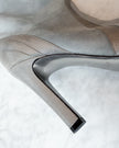 Pucci S/S Baby Blue Suede Knee High Boots with Metallic Silver Paneling and Fold-Over Cuff (38)