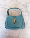 UNWORN Gucci Jackie 1961 Turquoise Aqua Leather Shoulder Bag with Gold Hardware & Additional Strap